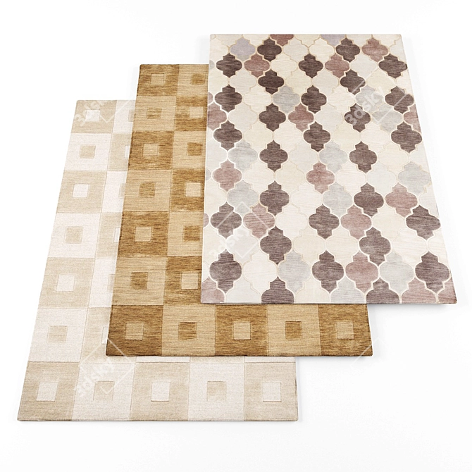 Contemporary High-Res Rugs: 5 Pack 3D model image 1