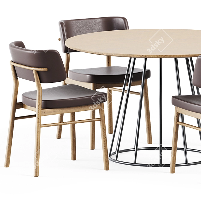 Stylish Illa Table and Marlen Chair 3D model image 2