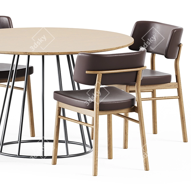 Stylish Illa Table and Marlen Chair 3D model image 4