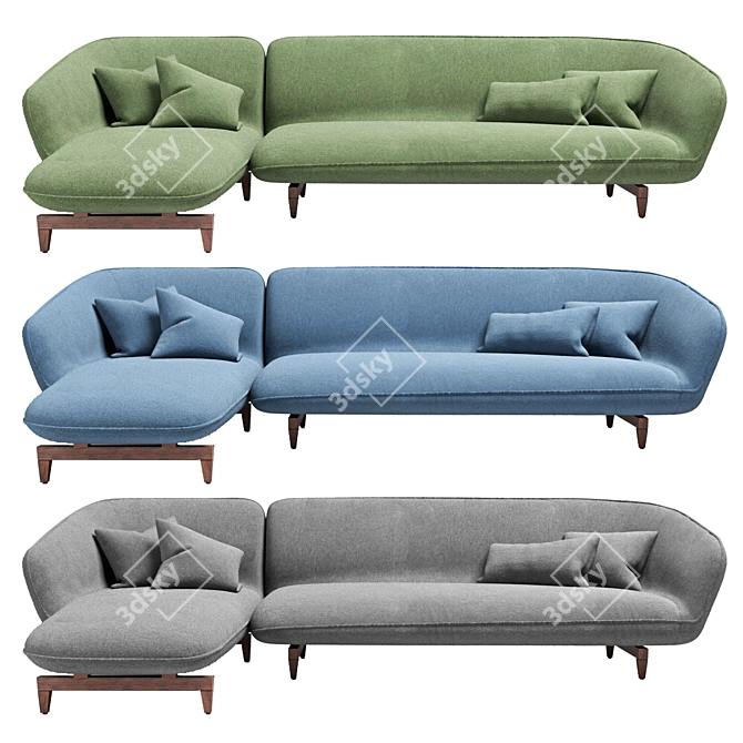 Benedict Sectional Sofa: Deluxe Comfort and Style 3D model image 1