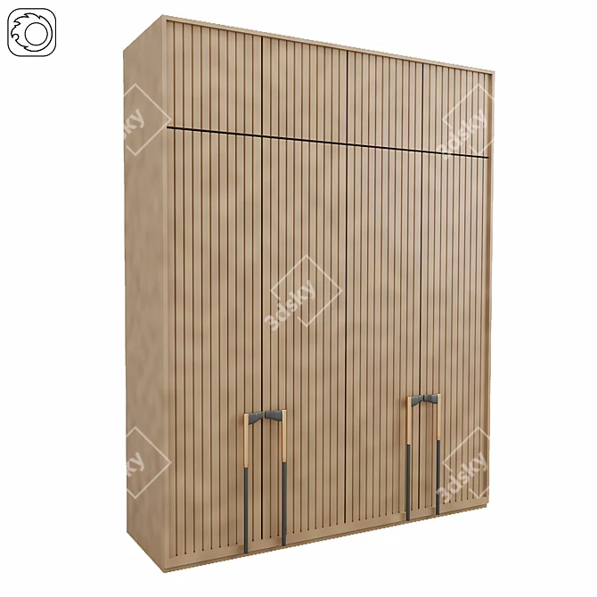 Spacious Modern Wardrobe 3D model image 1