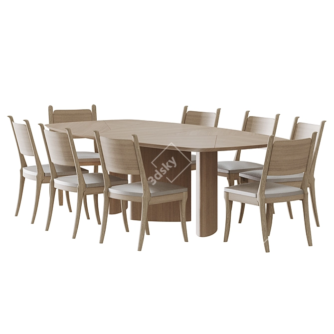 Elegant Spartan Dining Set 3D model image 1