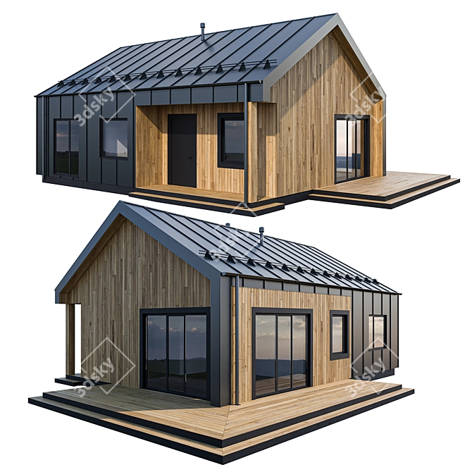 Stylish Barnhouse with Panoramic Terrace 3D model image 1