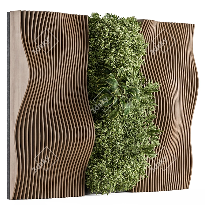 Wood Parametric Wall - Vertical Garden 30 3D model image 1