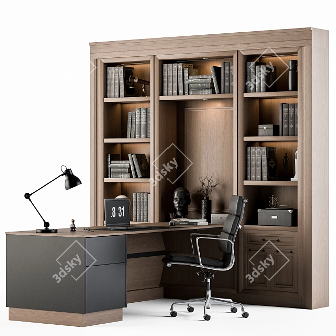 Elegant T-Desk Manager Set 3D model image 6