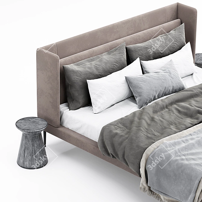Sleek Dark Gray Austin Bed 3D model image 2