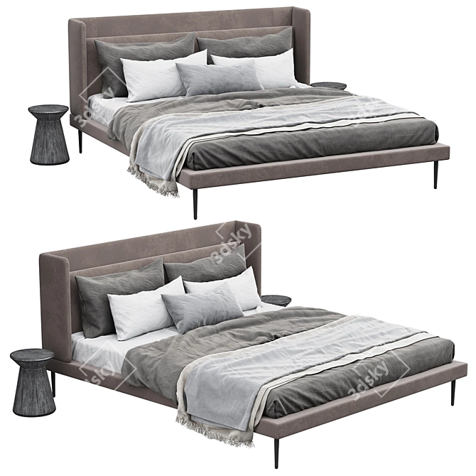 Sleek Dark Gray Austin Bed 3D model image 6