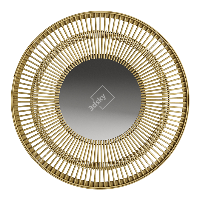 Natural Rattan Round Mirror 3D model image 1