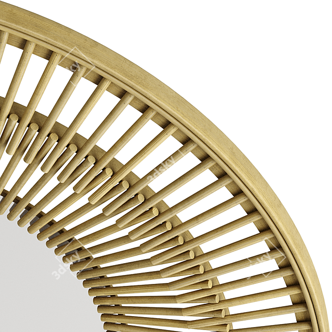 Natural Rattan Round Mirror 3D model image 2