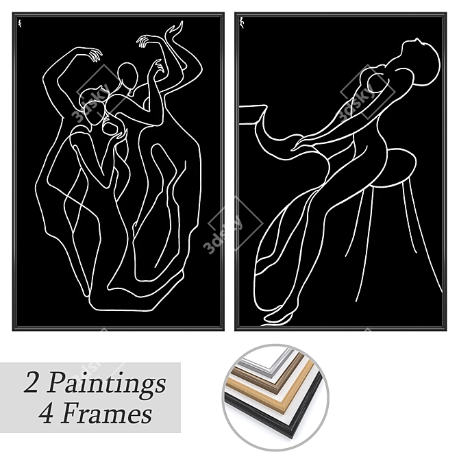 Contemporary Wall Art Set 3D model image 1