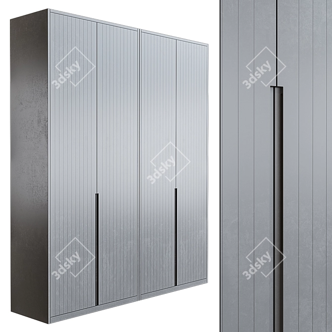 Modern LED-lit Wardrobe 3D model image 2