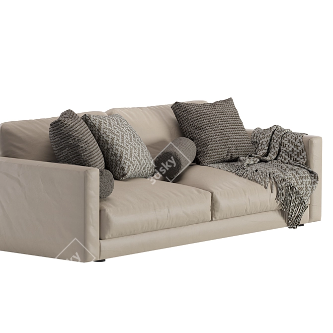 Elegant Blanche Leather Sofa 3D model image 2