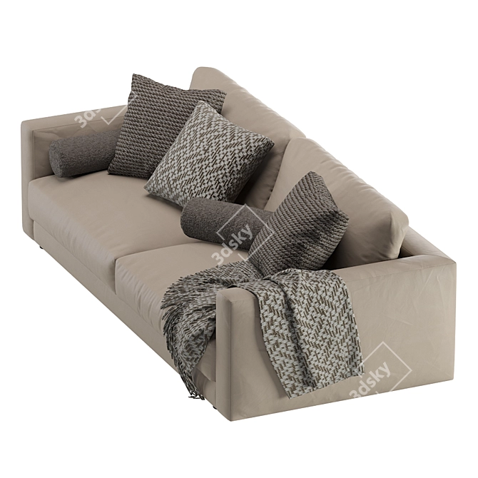 Elegant Blanche Leather Sofa 3D model image 3