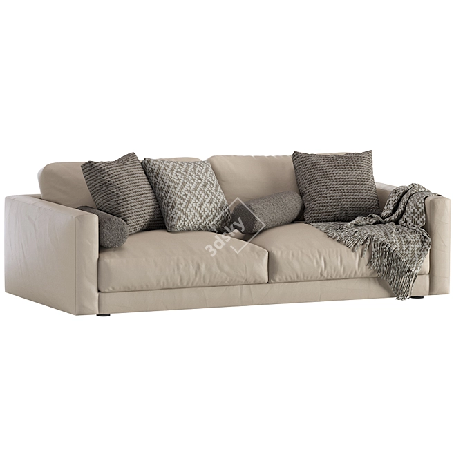 Elegant Blanche Leather Sofa 3D model image 4