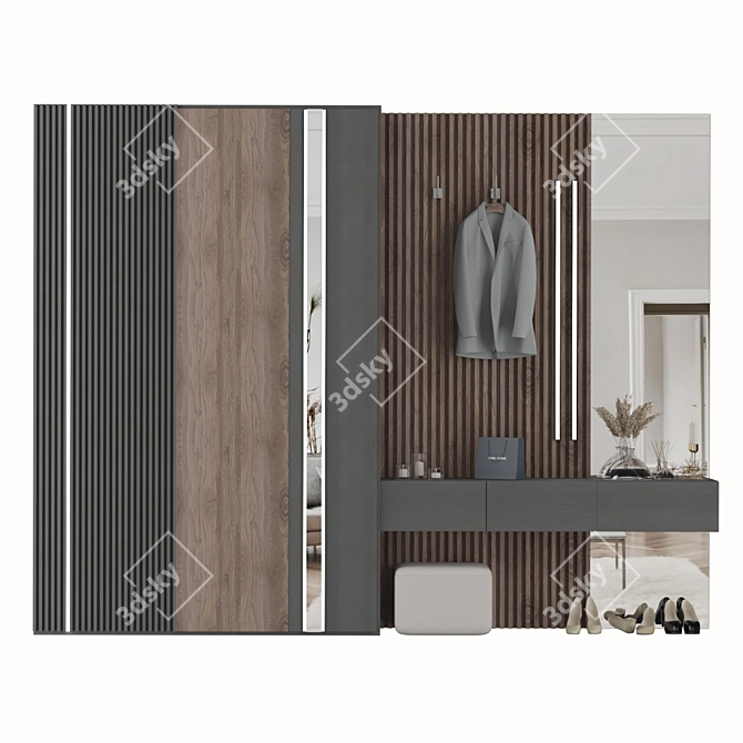 Elegant Hallway Storage Solution 3D model image 1