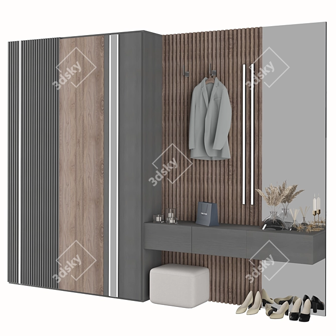 Elegant Hallway Storage Solution 3D model image 2