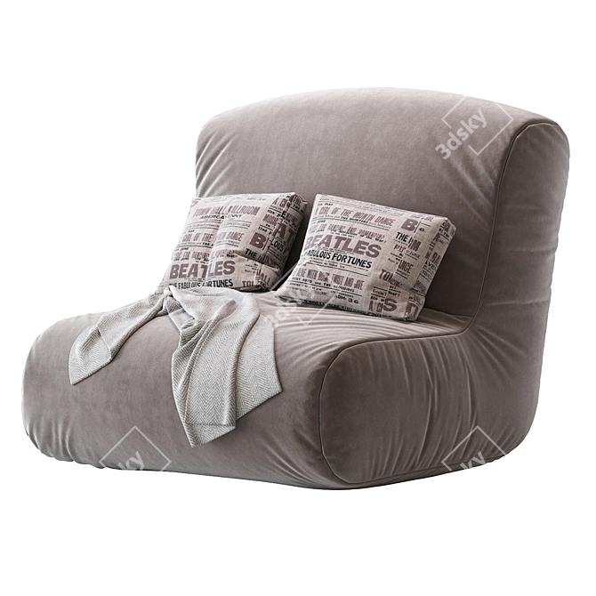 Cozy Comfort Bean Bag 3D model image 3