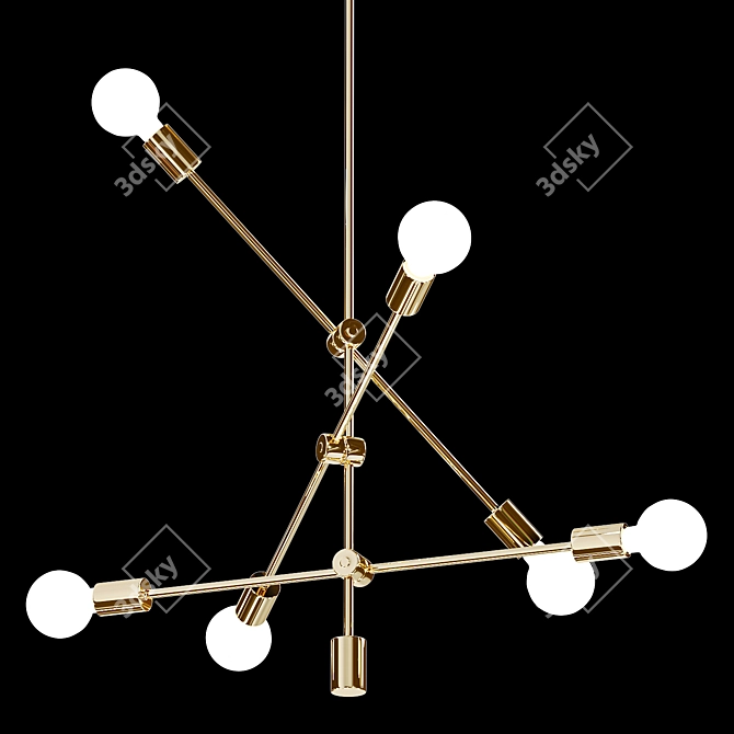 Sleek Sputnik Linear Chandelier 3D model image 1