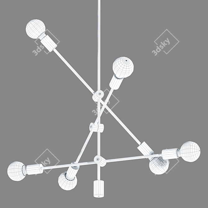 Sleek Sputnik Linear Chandelier 3D model image 2