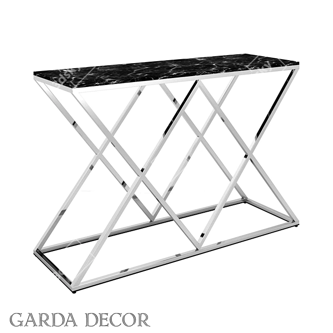 Marble Console: Black & Matte Chrome 3D model image 1