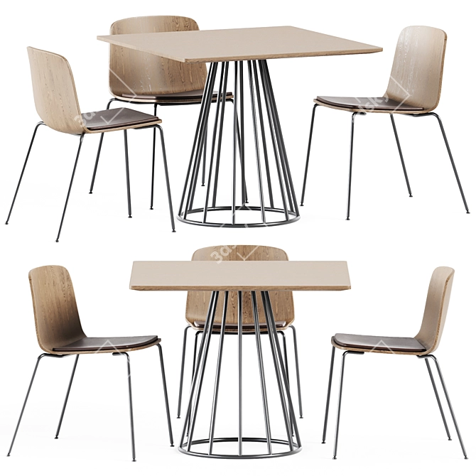 Sleek Illa Table & Rama Chair 3D model image 1