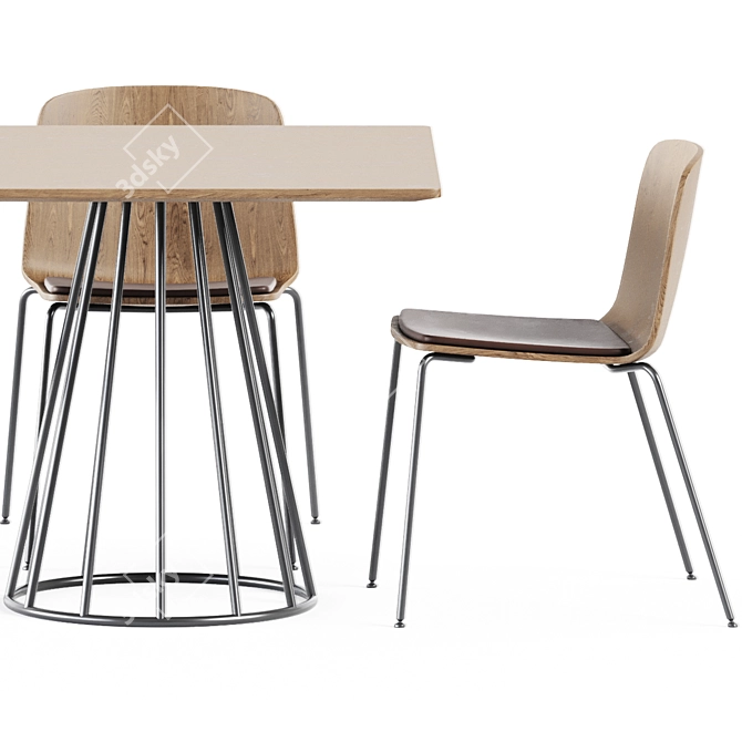 Sleek Illa Table & Rama Chair 3D model image 4
