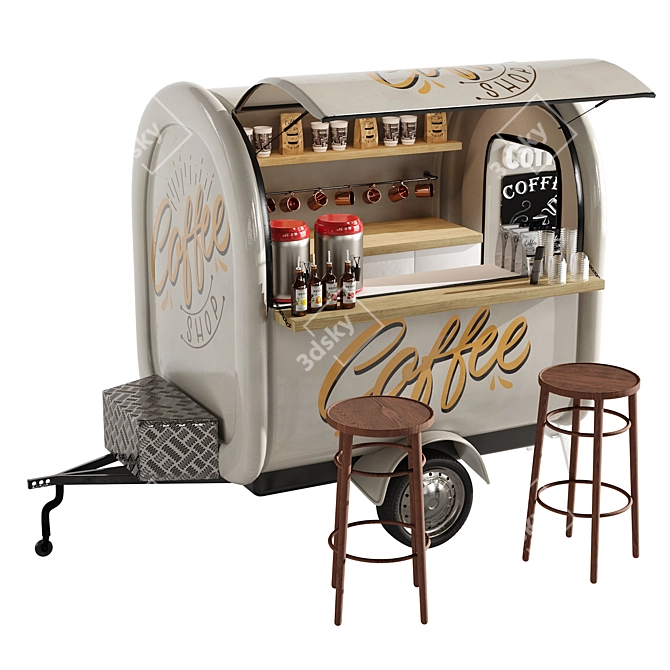 Vintage Food Truck Coffee 2 3D model image 1