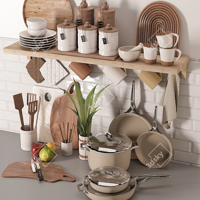 Elegant Kitchen Set: VRay+Corona 3D model image 4