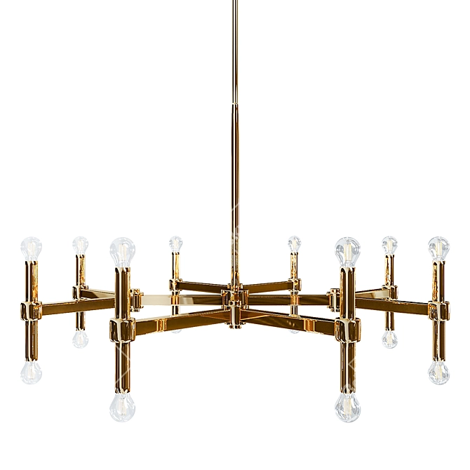 Title: Satin Brass 16-Light Chandelier 3D model image 1