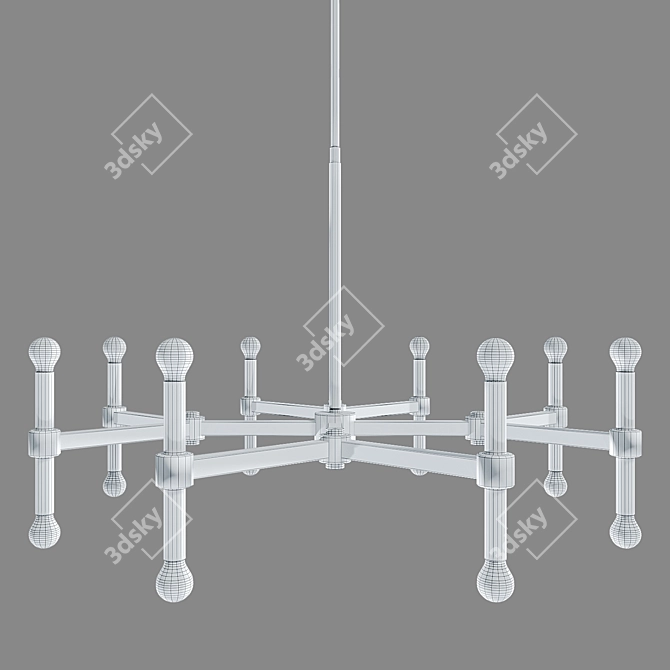 Title: Satin Brass 16-Light Chandelier 3D model image 2