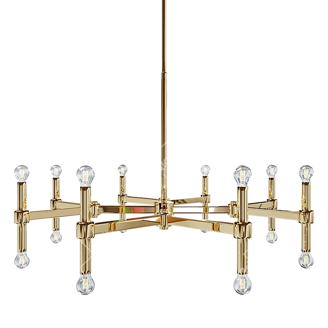 Title: Satin Brass 16-Light Chandelier 3D model image 3