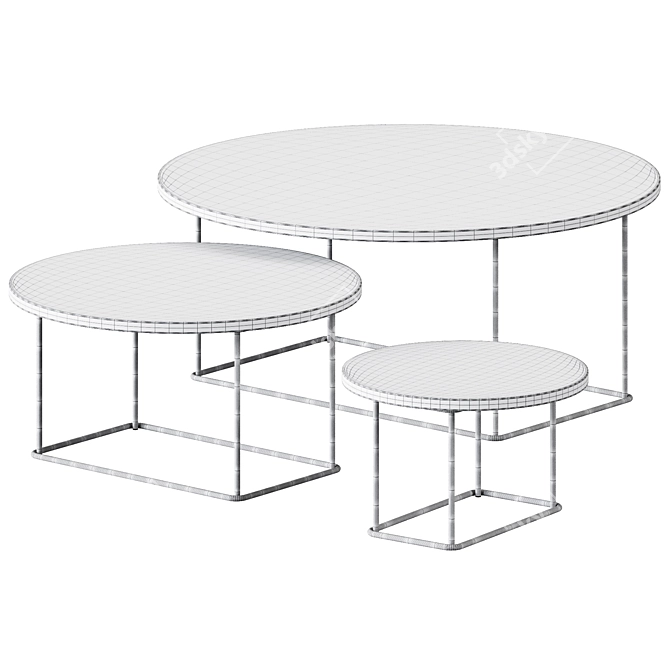 Sleek Marble Outdoor Table 3D model image 2