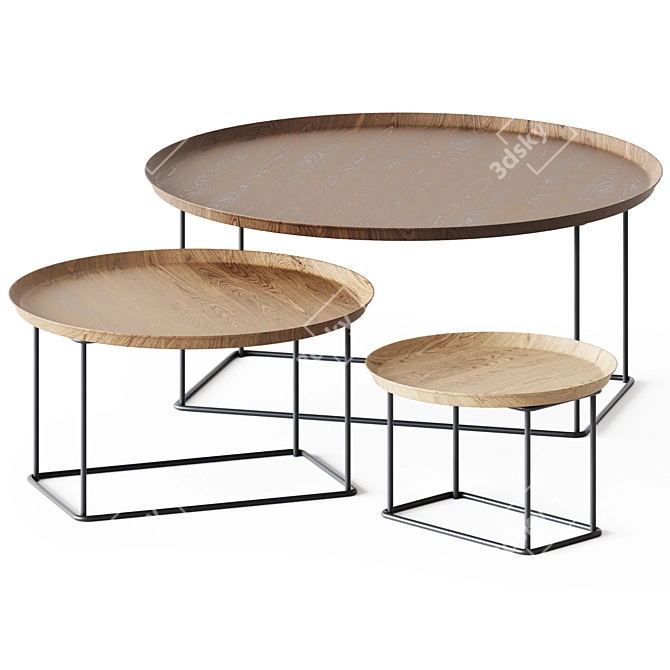 Stylish Wooden Coffee Tables 3D model image 1