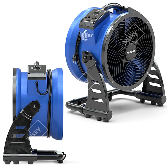 Powerful 1/3 HP Industrial Air Mover 3D model image 2