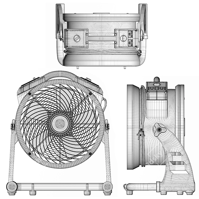 Powerful 1/3 HP Industrial Air Mover 3D model image 16