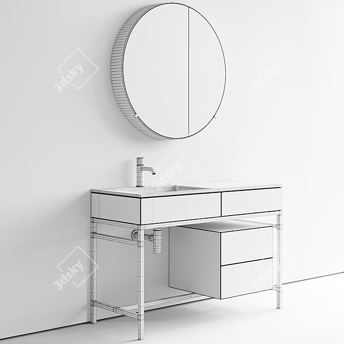 Ceramica Cielo Milano Set 2: Milano Vanity Unit & Catini Round Mirror 3D model image 5