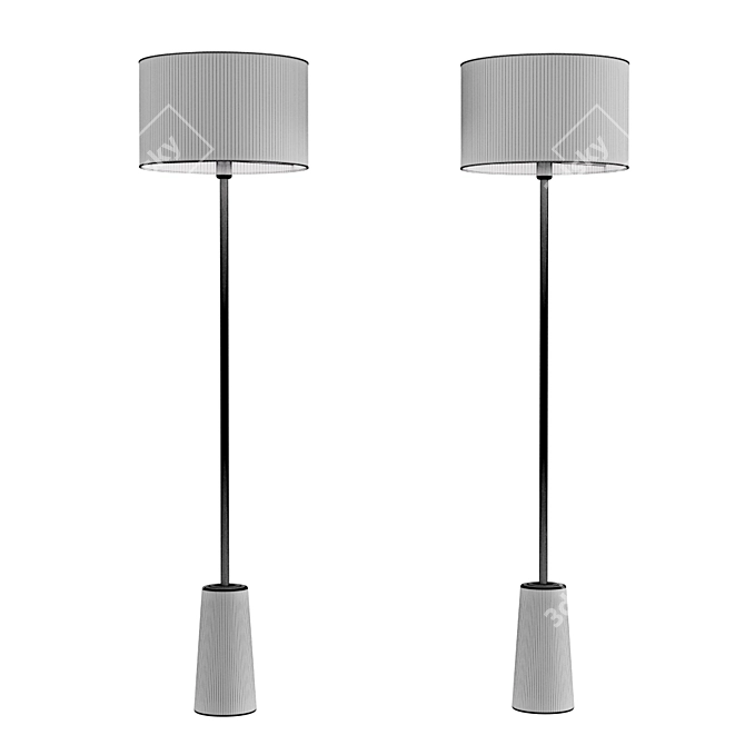 Scandi Marble Base Floor Lamp 3D model image 2