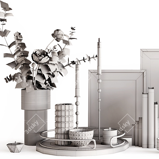 Sculpted Table Accessories Set 3D model image 7