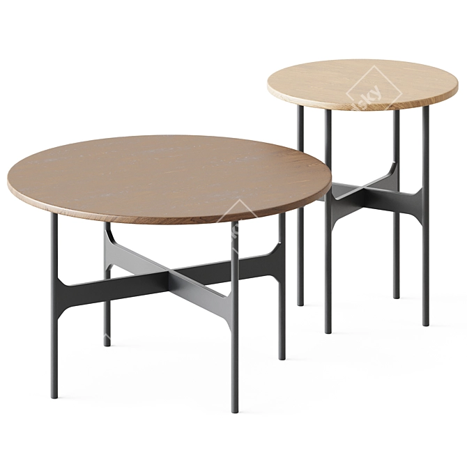 Elegant Wooden Floema Coffee Tables 3D model image 1