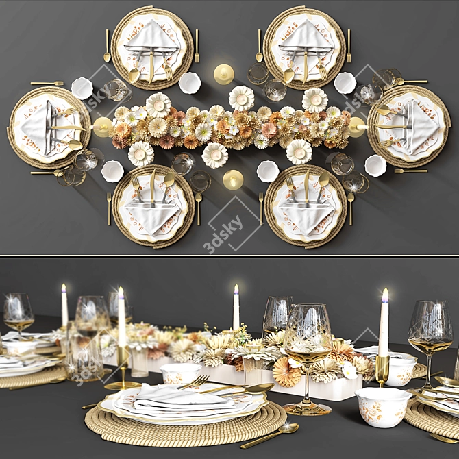 Elegant Table Setting Collection 3D model image 1