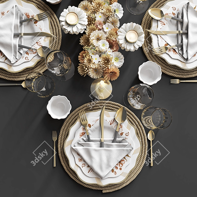 Elegant Table Setting Collection 3D model image 2