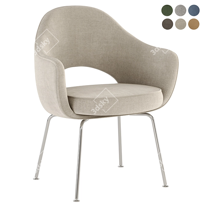 Elegant Saarinen Armchair in Knoll Boucle 3D model image 1