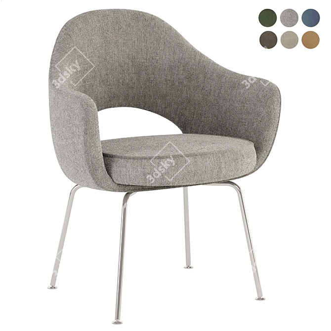 Elegant Saarinen Armchair in Knoll Boucle 3D model image 2