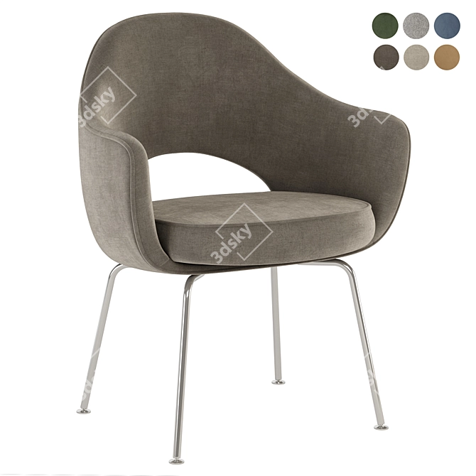 Elegant Saarinen Armchair in Knoll Boucle 3D model image 3