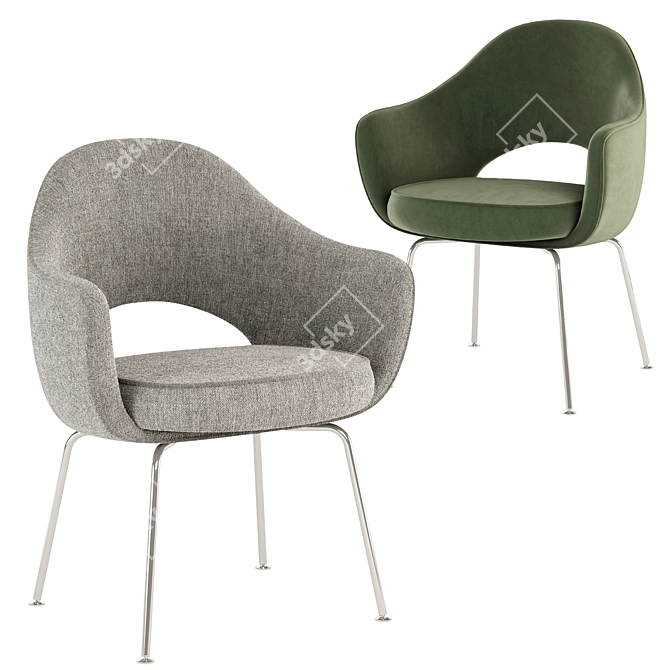 Elegant Saarinen Armchair in Knoll Boucle 3D model image 4