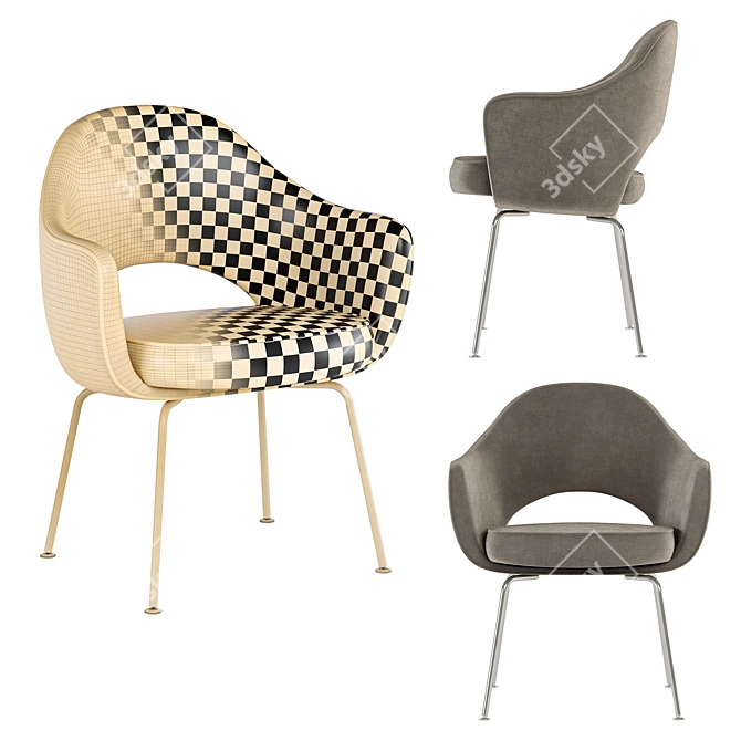 Elegant Saarinen Armchair in Knoll Boucle 3D model image 6