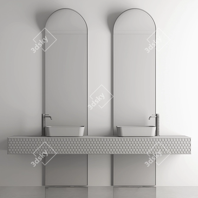 Sleek Bathroom Vanity Set | L: 2200mm 3D model image 1