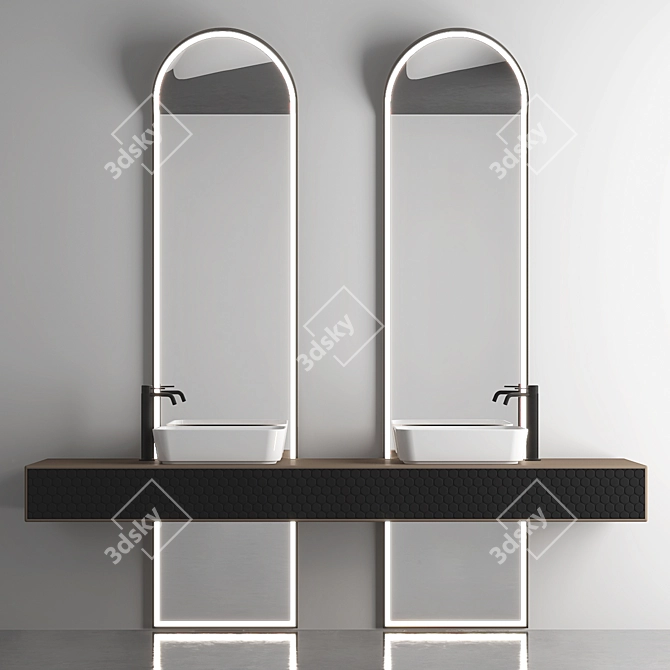 Sleek Bathroom Vanity Set | L: 2200mm 3D model image 2