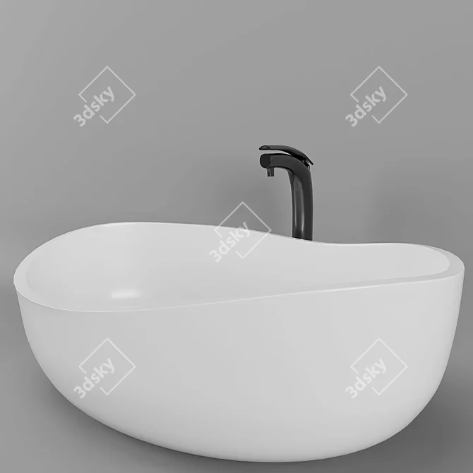 Stylish Oval Stone Resin Vessel 3D model image 2