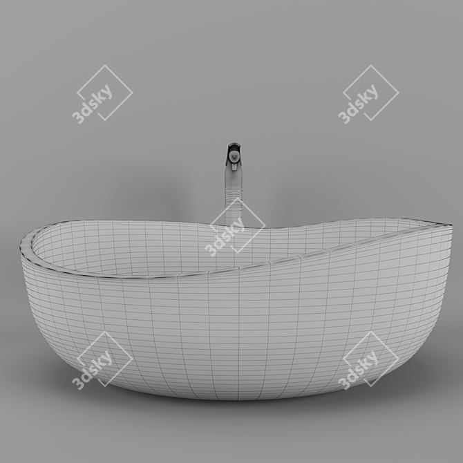 Stylish Oval Stone Resin Vessel 3D model image 3